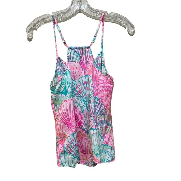 Lilly Pulitzer Oh Shello Dusk Racerback Silk Tank Top Pink Blue size XXS - Picture 6 of 8
